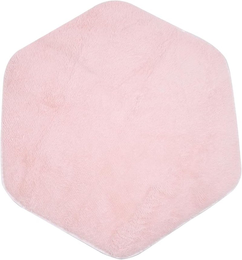 Hexagon Plush Velvet Play Tent Mat Pink Cushion Pad Soft Nursery Rug Indoor Playhouse - Image 1