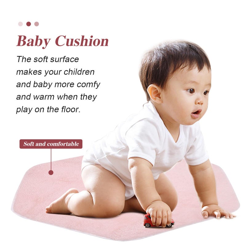 Hexagon Plush Velvet Play Tent Mat Pink Cushion Pad Soft Nursery Rug Indoor Playhouse - Image 5