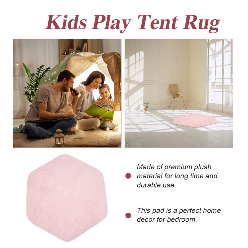 Hexagon Plush Velvet Play Tent Mat Pink Cushion Pad Soft Nursery Rug Indoor Playhouse - Image 4
