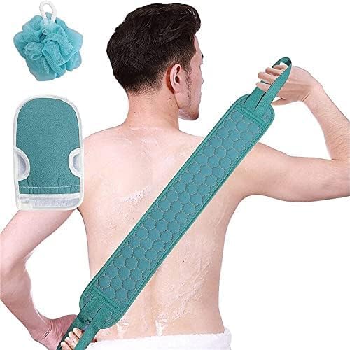 ZURITY Bathing Set Back Scrubber Sponge Ball Glove Double Side Scrubbing Strap Dead Skin Remove Body Scrubs for Men&Women for Skin Deep Cleaning.(pack of 3pcs )Multicolor - Image 5
