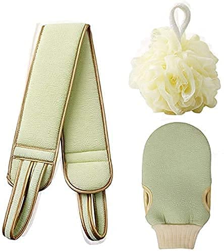 ZURITY Bathing Set Back Scrubber Sponge Ball Glove Double Side Scrubbing Strap Dead Skin Remove Body Scrubs for Men&Women for Skin Deep Cleaning.(pack of 3pcs )Multicolor - Image 1