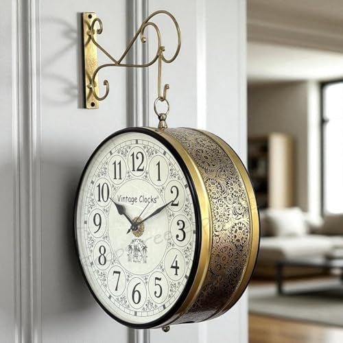 Vintage Clock Handcrafted Double Side Wall Clock 1 Year Warranty / 6604-12-FWCH - Image 2
