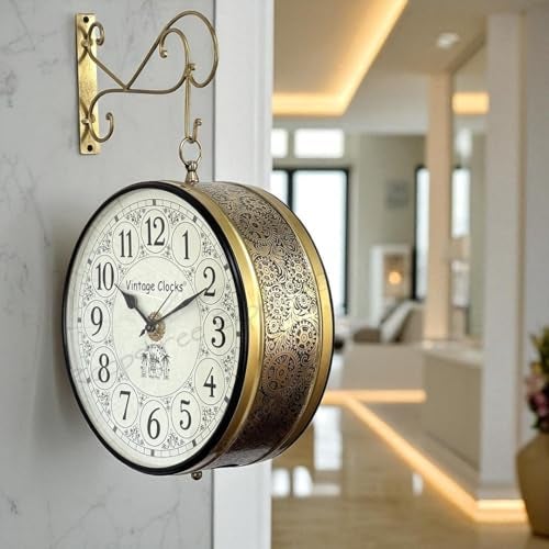 Vintage Clock Handcrafted Double Side Wall Clock 1 Year Warranty / 6604-12-FWCH - Image 4