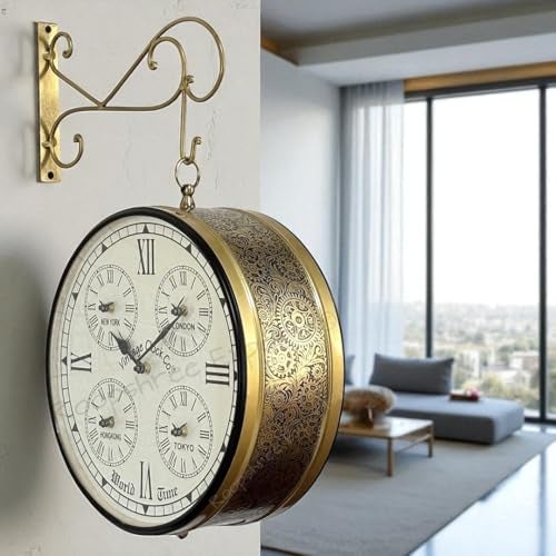 Vintage Clock Handcrafted Double Side Wall Clock 1 Year Warranty / 6604-12-FWCH - Image 5