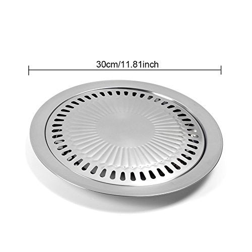ANER BBQ Plate,korean Style Stovetop,Smokeless Indoor Stainless Steel Non-stick Roasting Round Barbecue Grill Pan For Indoor Outdoor Camping BBQ, Cooking Delicious Roasting Food - Image 4