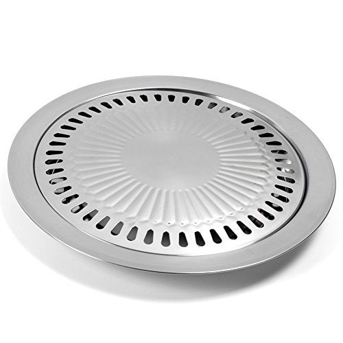 ANER BBQ Plate,korean Style Stovetop,Smokeless Indoor Stainless Steel Non-stick Roasting Round Barbecue Grill Pan For Indoor Outdoor Camping BBQ, Cooking Delicious Roasting Food - Image 5