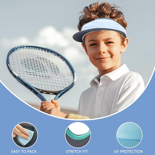 Jastore Kids Quick Drying Sun Visor Hat Lightweight Summer Runninig Tennis Golf Visor Hat for Girls Boys (US, Age, 5 Years, 12 Years, White) - Image 4