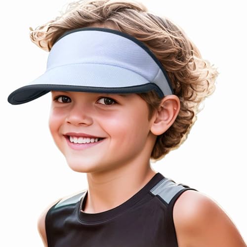 Jastore Kids Quick Drying Sun Visor Hat Lightweight Summer Runninig Tennis Golf Visor Hat for Girls Boys (US, Age, 5 Years, 12 Years, White) - Image 1