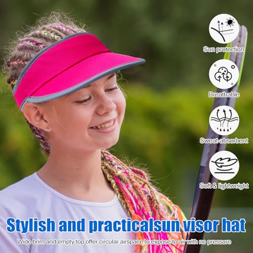 Jastore Kids Quick Drying Sun Visor Hat Lightweight Summer Runninig Tennis Golf Visor Hat for Girls Boys (US, Age, 5 Years, 12 Years, White) - Image 2