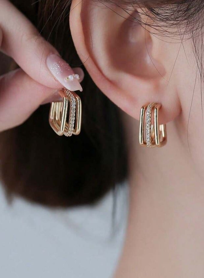 18k Gold Plated Stainless Hoops Steel Earrings For Women - Image 1