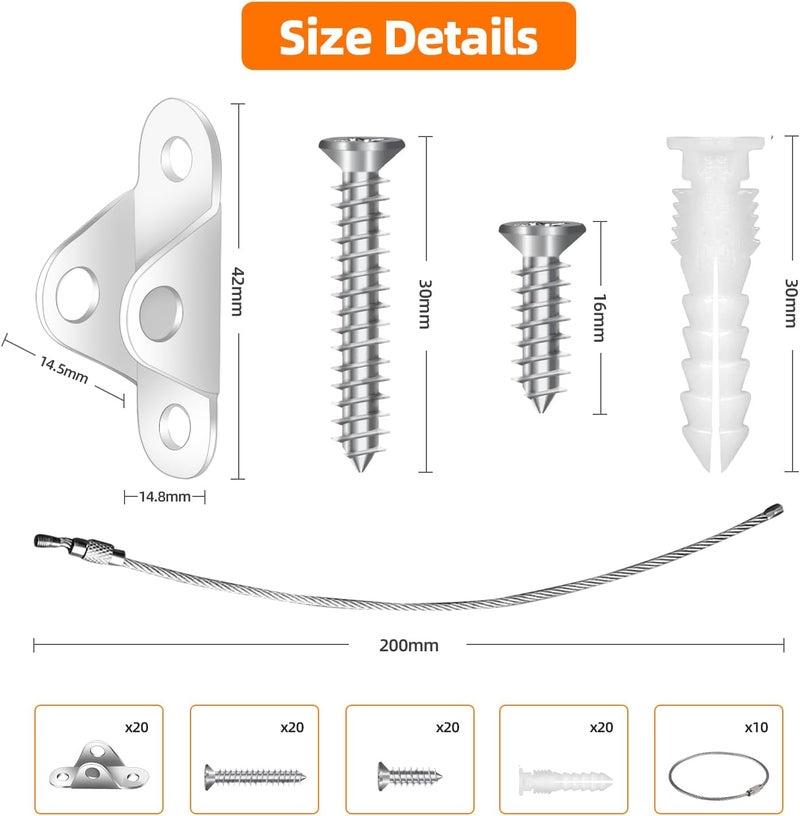 IRCPEN Furniture Anchors 10 Pack for Baby Proofing AntiTip Furniture Wall Anchor Straps Earthquake Straps for Child and Pet Safety Secure 450lbs Furniture - Image 2