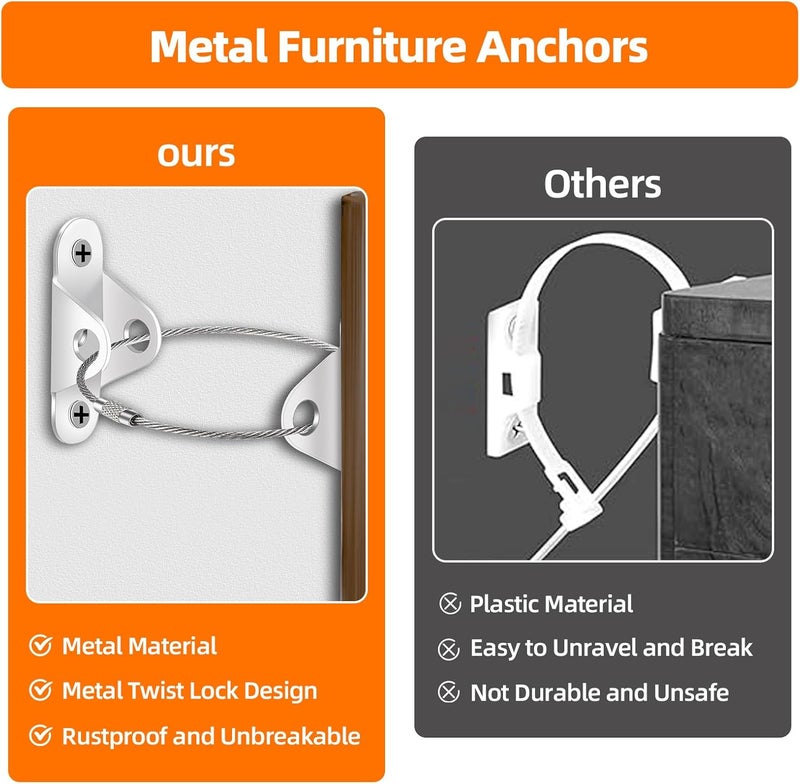 IRCPEN Furniture Anchors 10 Pack for Baby Proofing AntiTip Furniture Wall Anchor Straps Earthquake Straps for Child and Pet Safety Secure 450lbs Furniture - Image 4