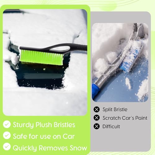 Leriton 27"-33" Snow Brush and Detachable Ice Scraper with Ergonomic Foam Grip Scalable Range 27" Winter Accessories for Cars Trucks SUV(Green) - Image 4
