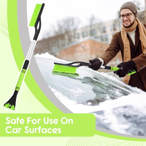 Leriton 27"-33" Snow Brush and Detachable Ice Scraper with Ergonomic Foam Grip Scalable Range 27" Winter Accessories for Cars Trucks SUV(Green) - Image 5