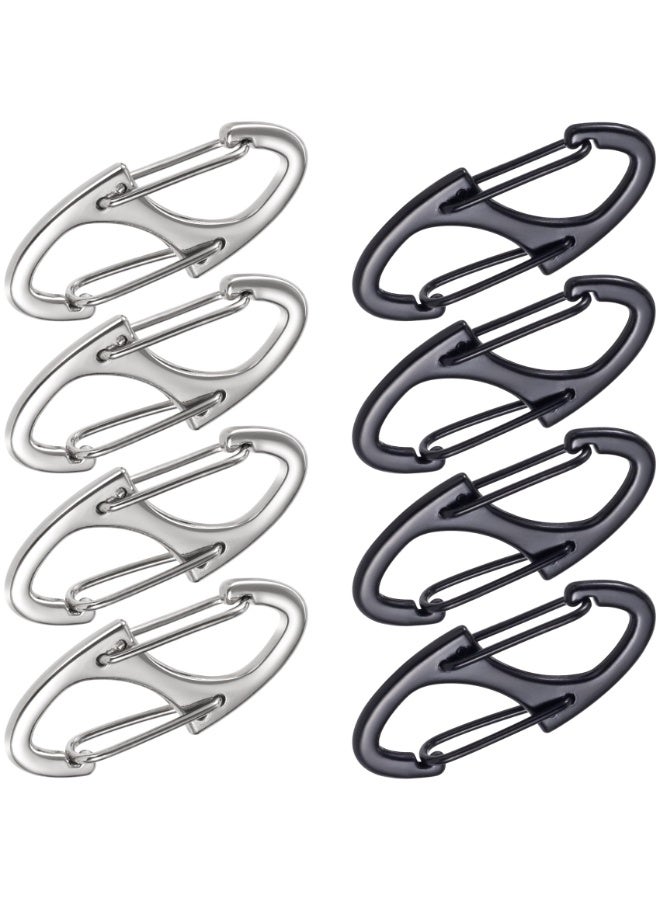 8 Pcs Anti-Theft Zipper Clips, Dual Opening Zipper Pull Locks, Silver & Black Replacement Parts for Backpack, Suitcase & Camping - Image 1