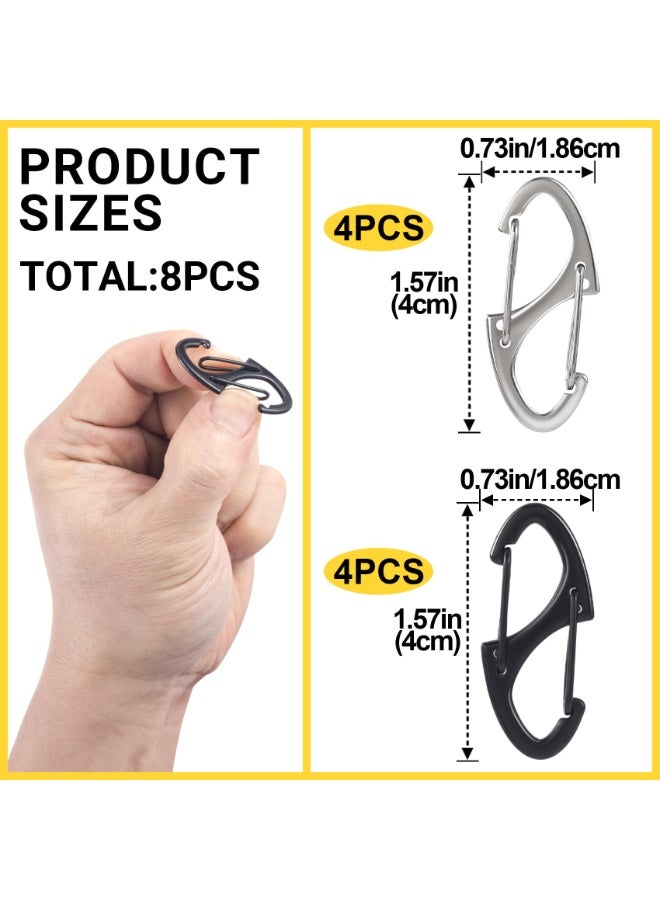 8 Pcs Anti-Theft Zipper Clips, Dual Opening Zipper Pull Locks, Silver & Black Replacement Parts for Backpack, Suitcase & Camping - Image 2