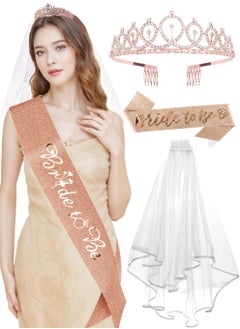 GNAFOTU Bride to Be Set Bachelorette Party Decorations Bridal to be Veil Bride to be Sash Bridal Tiara for Bride Decorations  - Image 1