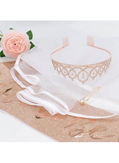 GNAFOTU Bride to Be Set Bachelorette Party Decorations Bridal to be Veil Bride to be Sash Bridal Tiara for Bride Decorations  - Image 3
