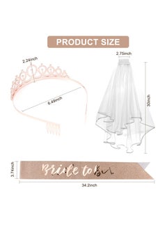 GNAFOTU Bride to Be Set Bachelorette Party Decorations Bridal to be Veil Bride to be Sash Bridal Tiara for Bride Decorations  - Image 5