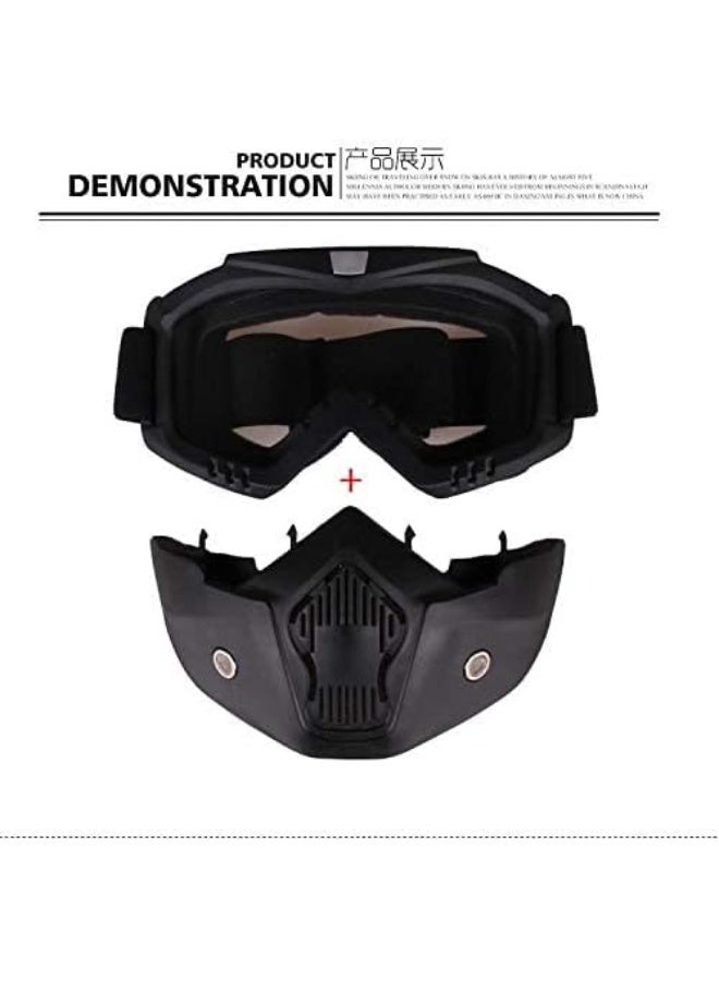 Motorcycle Goggles Mask with Detachable Goggles and Mouth Filter Harley Style Protect Padding Helmet - Image 5