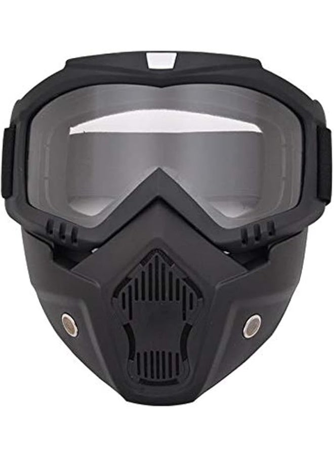 Motorcycle Goggles Mask with Detachable Goggles and Mouth Filter Harley Style Protect Padding Helmet - Image 1