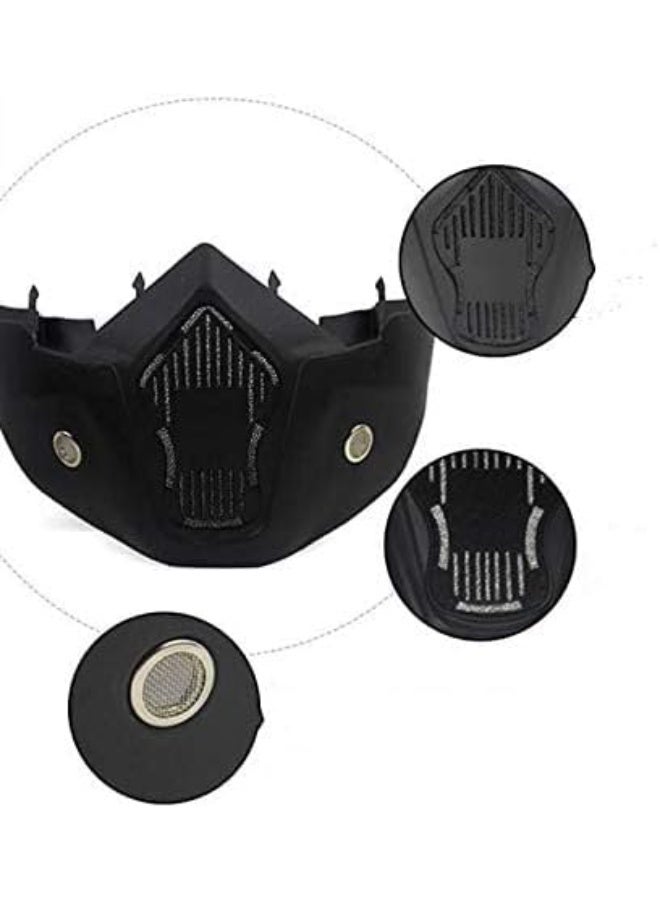 Motorcycle Goggles Mask with Detachable Goggles and Mouth Filter Harley Style Protect Padding Helmet - Image 4