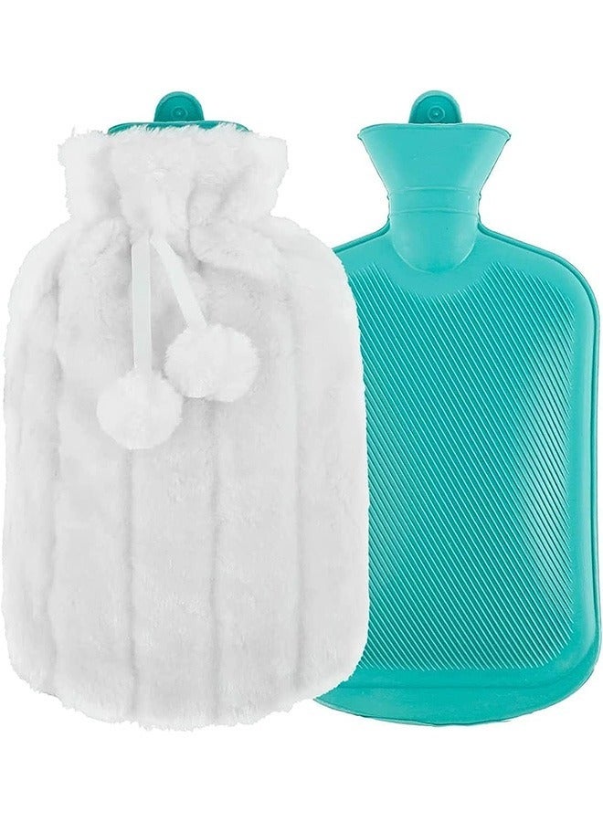 إسكدنيا Hot Water Bag with Strong Fluffy Cover BPA Free Hot Water Bottle For Shoulder Neck and Muscle Pain Hand And Feet Warmer Menstrual Cramps Hot Compress And Cold Therapy – Random Design and Color - Image 1