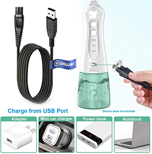 T Power Charging Cable for for MOSPRO , iTeknic Portable Cordless Oral Irrigator Dental Water Flosser Travel Power Cord w/o Home Car Ac Adapter - Image 3