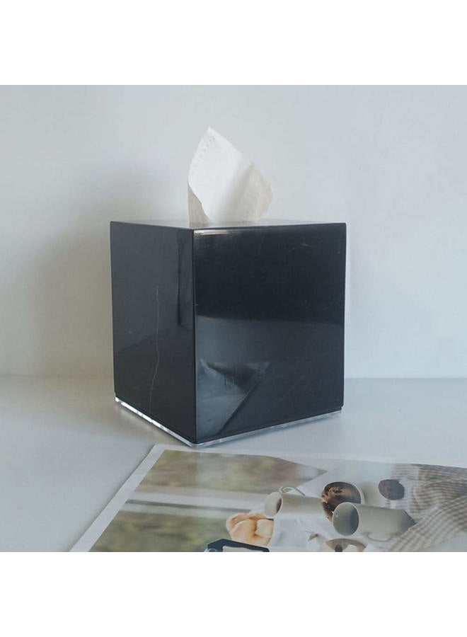StonePlus Natural Smooth Marble Tissue Holder, Roll Paper Holder with Removable Acrylic Bottom for Tables, Night Stands, Countertops (Black, 5.7Lx5.7Wx5.7H) - Image 5