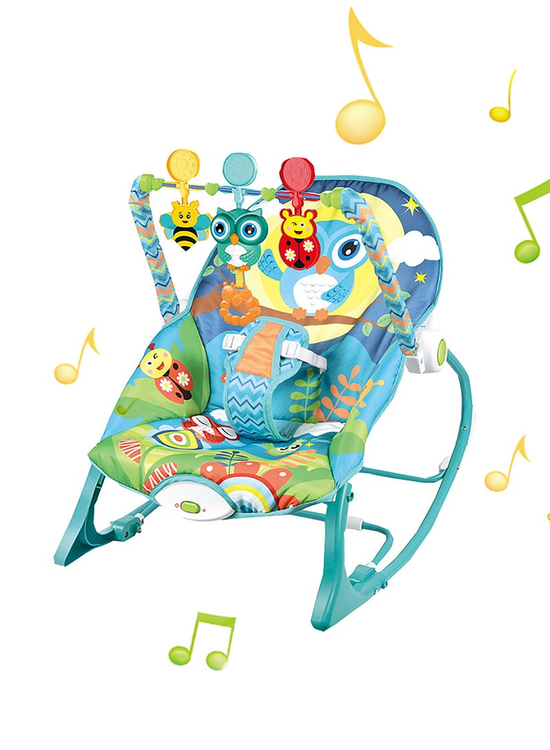 ما بيبي كرسي هزاز متعدد الوظائف للأطفال حديثي الولادة برسومات كرتونية مع موسيقى وألعاب يمكن الجلوس أو الاستلقاء عليه 65*46*49 سم - Image 1