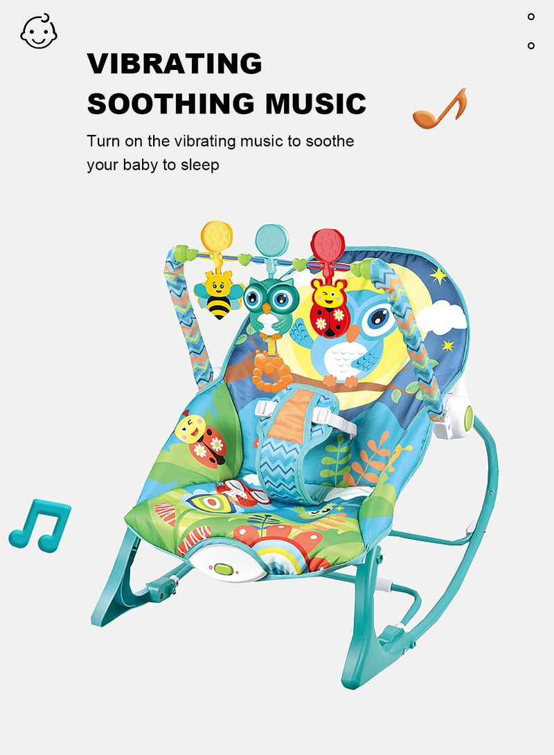 ما بيبي كرسي هزاز متعدد الوظائف للأطفال حديثي الولادة برسومات كرتونية مع موسيقى وألعاب يمكن الجلوس أو الاستلقاء عليه 65*46*49 سم - Image 2