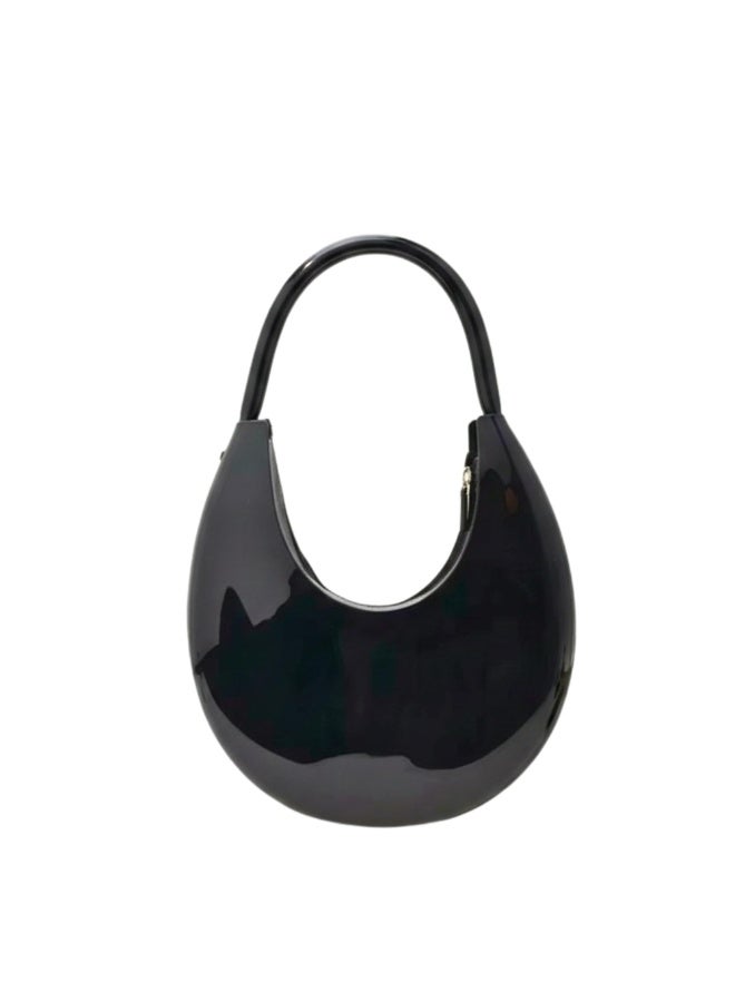 Havnor Women's Crescent Jelly Clutch Bag, Glossy PVC Top Handle Purse with Zipper - Image 1