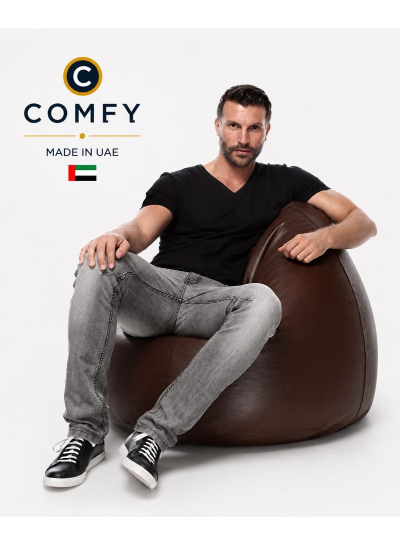 Comfy Large Adult Size Brown Pvc Bean Bag With Bouncy Virgin Beans Filling - Image 2