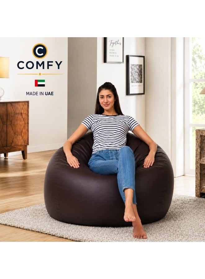 Comfy Large Adult Size Brown Pvc Bean Bag With Bouncy Virgin Beans Filling - Image 3