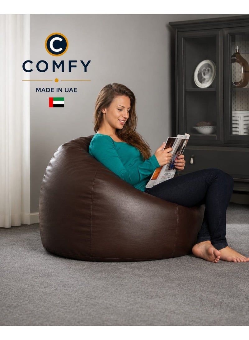 Comfy Large Adult Size Brown Pvc Bean Bag With Bouncy Virgin Beans Filling - Image 1