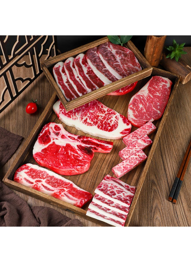 Simulated Sirloin Steak Ornaments Fake Beef Model And Beef Snowflake Tomahawk Denim Bone Barbecue Slice Luncheon Meat-Color:Round Lunch Meat Slices
