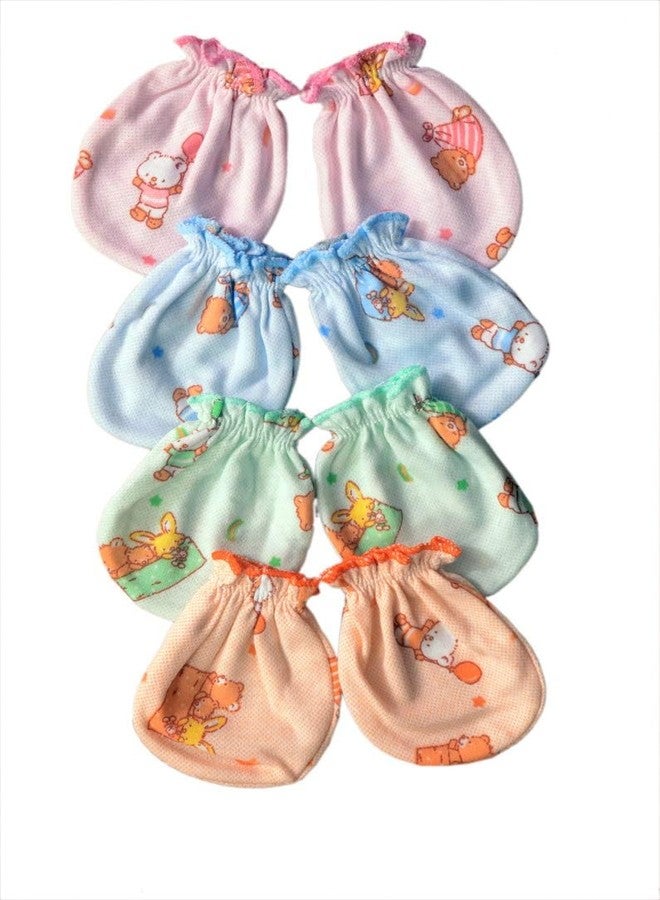 ANKIMA Baby Cotton Mittens Multicolour Combo Pack of 4 (0-3 months) - Image 1
