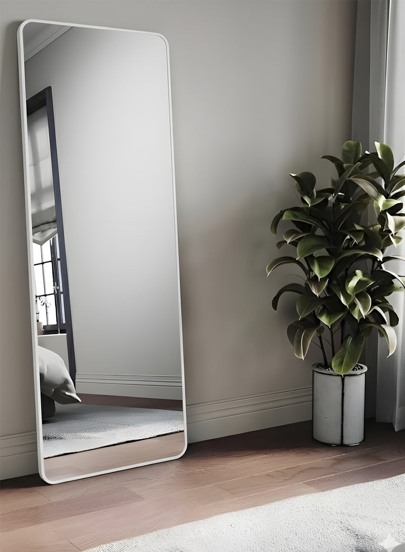 Taimi Rectangular Mirror 160x50cm with Rounded Edges, Full Length Mirror with Stand and Metal Frame, Floor Mirror, Wall Mirror Hanging or Tilt for Living Room, Bedroom, Entryway - White - Image 2