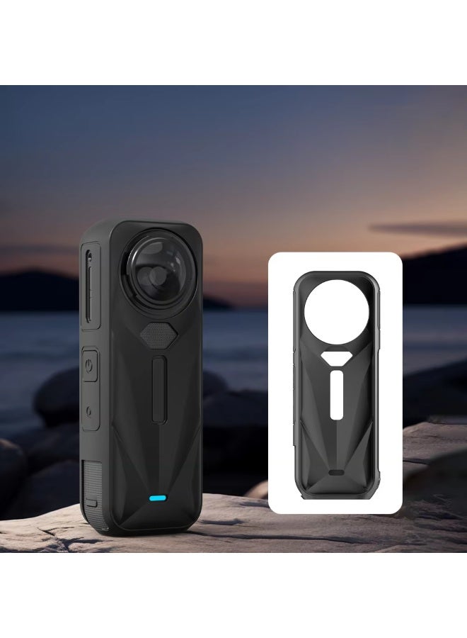 Insta360 X5 سيليكون حالة واقية للماء واقية من الصدمات حالة مناسبة للكاميرا والعدسة الوصول ، سهلة التركيب - أسود - Image 1