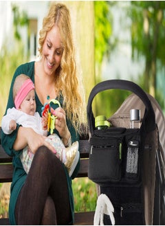 Ethan & Emma Ethan & Emma Universal Baby Stroller Organizer with Insulated Cup Holders for Smart Moms. Diaper Storage, Secure Straps, Detachable Bag, Pockets for Phone, Keys, Toys. Compact Design Fit All Strollers  - Image 2