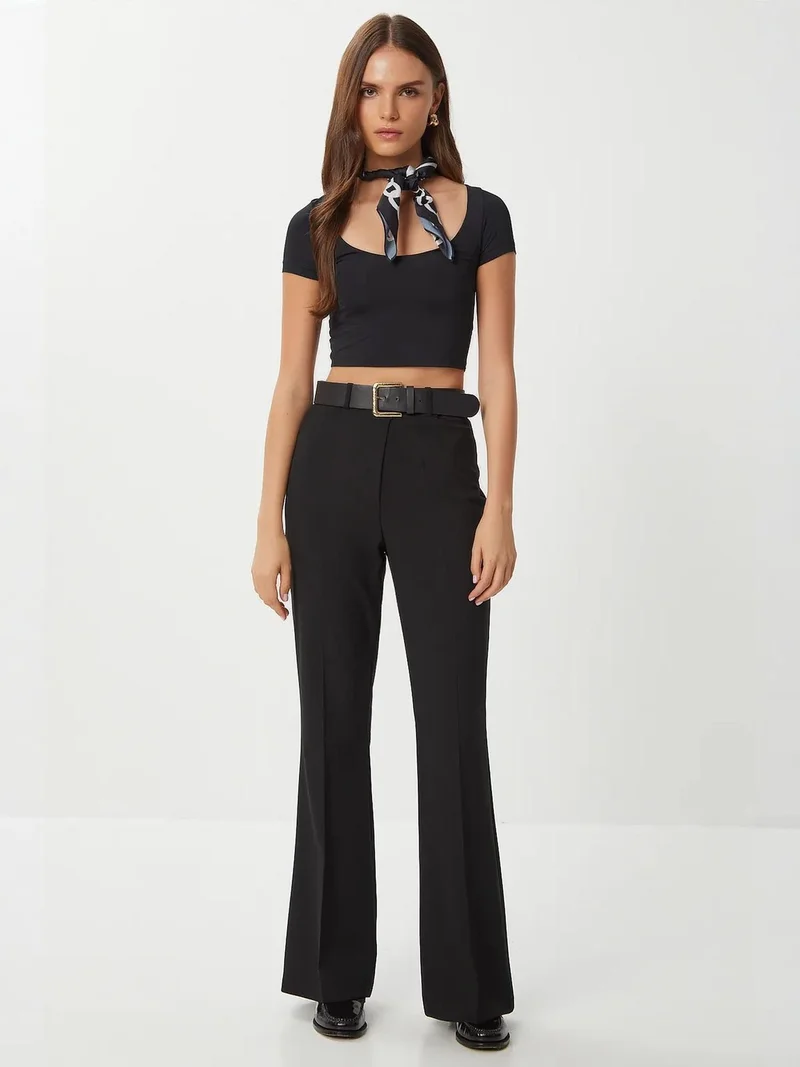 Lovely Istanbul ISTANBUL High Waist Flare Pants with Zipper