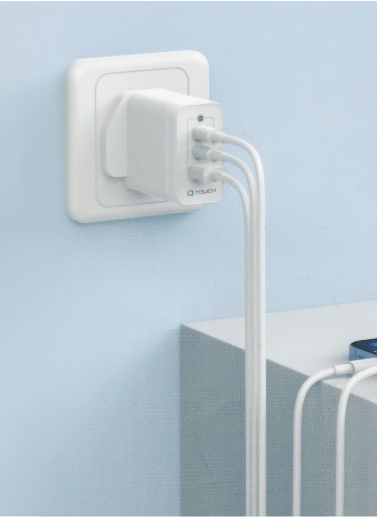 IQ TOUCH 65W Compact 3-Output Gan Charger with (2 Type-C PD 65W) and (1 USB-A QC 18W) Port, IQ TOUCH iCHARGE - White  - Image 2
