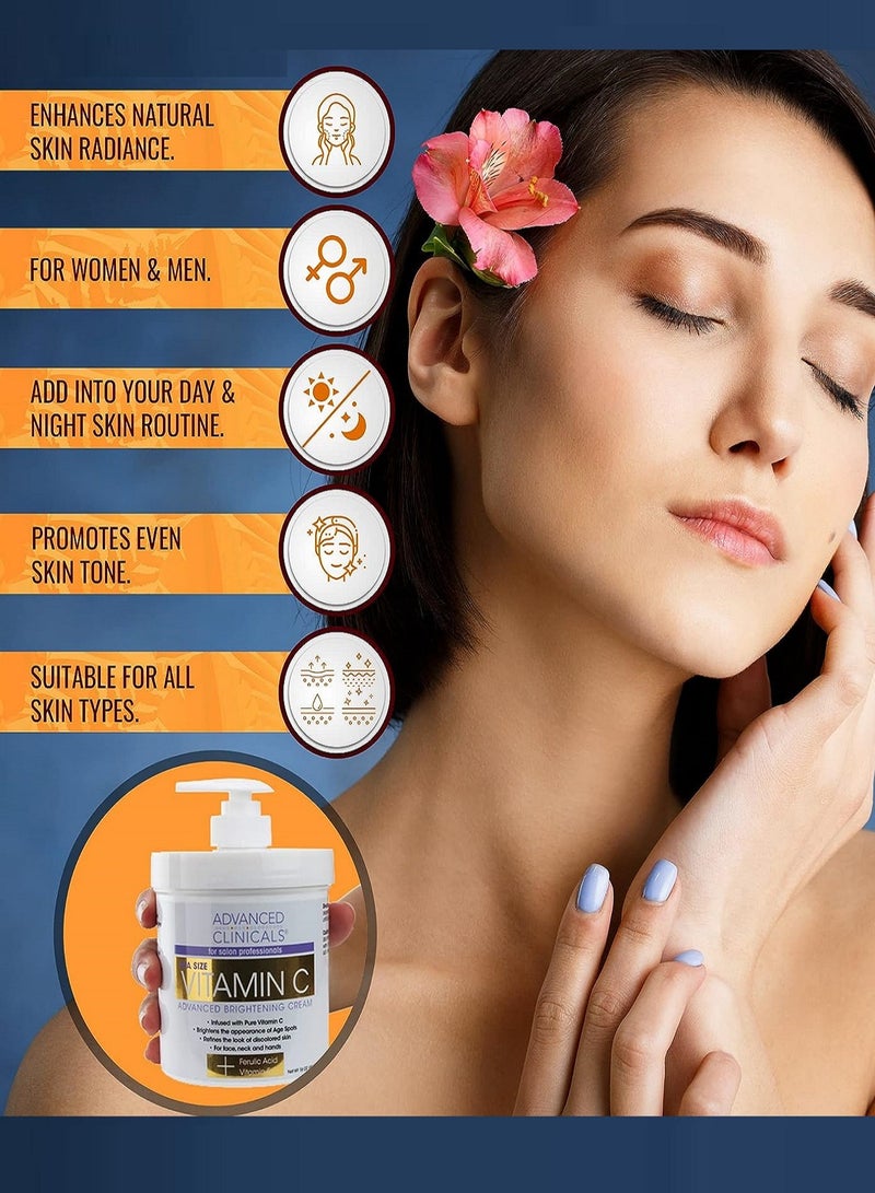 أدفانسد كلينيكال لوشن مرطب للعناية بالبشرة بفيتامين C الأمريكي الأصلي كريم تفتيح متقدم للوجه والجسم من أدفانسد كلينيكال تم تركيبه باحترافية مع (حمض الفيروليك - زيت جوز الهند - فيتامين E) 16 أونصة (454 جرام) - Image 5