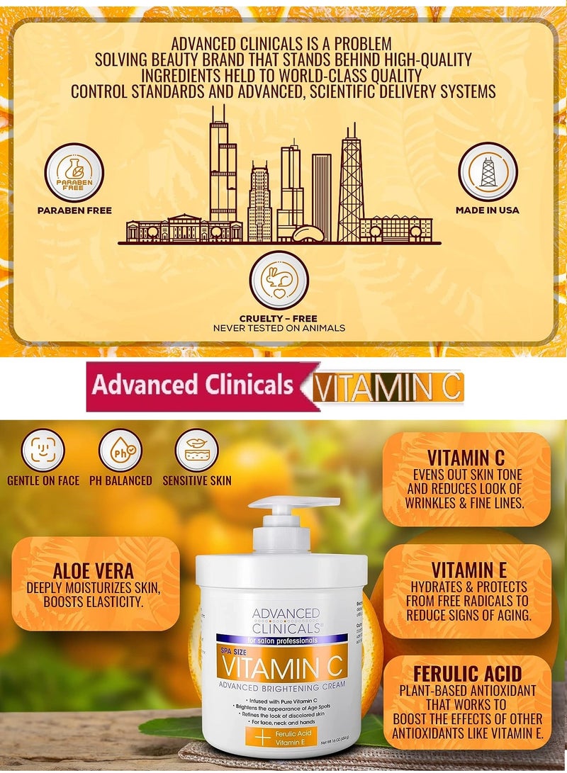 أدفانسد كلينيكال لوشن مرطب للعناية بالبشرة بفيتامين C الأمريكي الأصلي كريم تفتيح متقدم للوجه والجسم من أدفانسد كلينيكال تم تركيبه باحترافية مع (حمض الفيروليك - زيت جوز الهند - فيتامين E) 16 أونصة (454 جرام) - Image 4