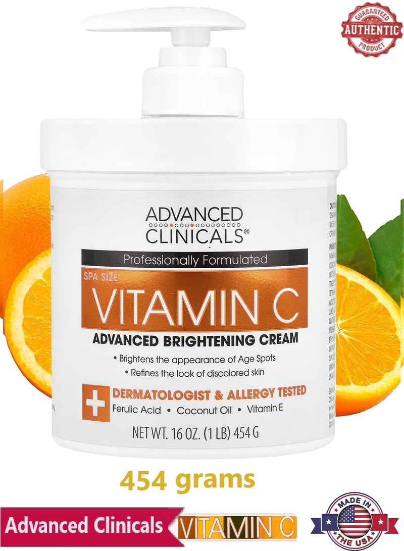 أدفانسد كلينيكال لوشن مرطب للعناية بالبشرة بفيتامين C الأمريكي الأصلي كريم تفتيح متقدم للوجه والجسم من أدفانسد كلينيكال تم تركيبه باحترافية مع (حمض الفيروليك - زيت جوز الهند - فيتامين E) 16 أونصة (454 جرام) - Image 1
