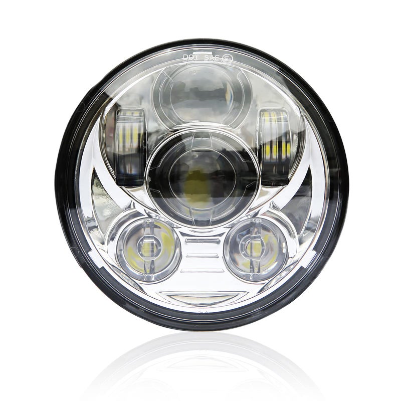 Wisamic 5.75" LED Headlight Motorcycle DOT - Compatible with Harley Davidson Dyna Street Bob Super Wide Glide Low Rider Night Rod Train Softail Sportster Iron 883-Sliver - Image 1