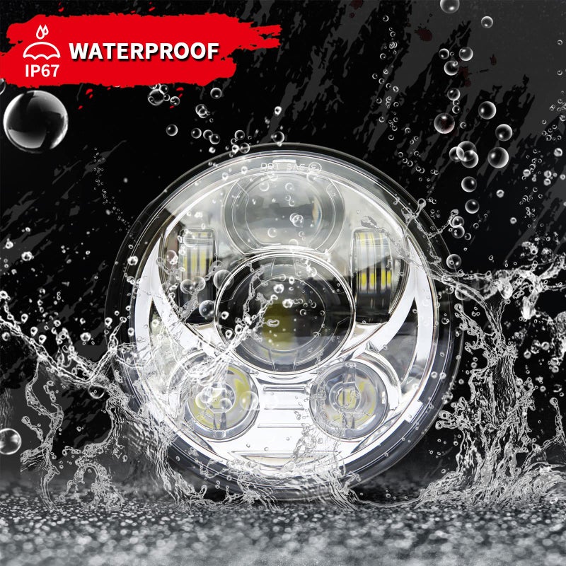 Wisamic 5.75" LED Headlight Motorcycle DOT - Compatible with Harley Davidson Dyna Street Bob Super Wide Glide Low Rider Night Rod Train Softail Sportster Iron 883-Sliver - Image 3