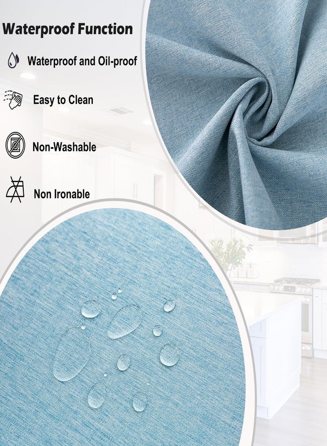 Qubjus Waterproof Round Tablecloth Washable Linen Solid Color Wrinkle Oilproof Table Cloth with Lace for Home Decor(Light Blue, Round- 48inch) - Image 4