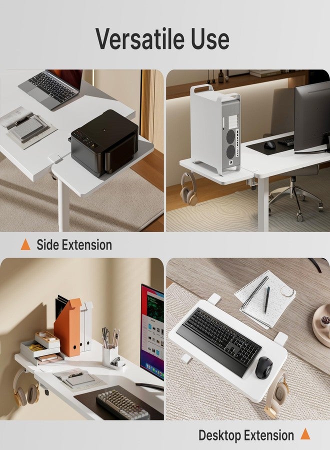 PEGZONE صينية تمديد مكتب PEGZONE، رف بمشبك 24 بوصة × 12 بوصة، امتداد مكتب مع حامل كمبيوتر محمول، مسند ذراع للطاولة، صينية لوحة مفاتيح بمشبك للمكتب والمنزل، منظم محطة عمل، متوسط، أبيض - Image 5