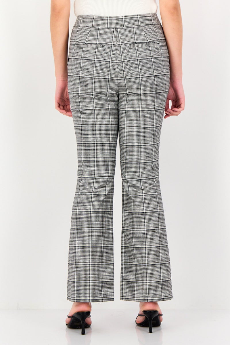 SELECTED Women Regular Fit Gridline Flare Pants, Multicolor - Image 2